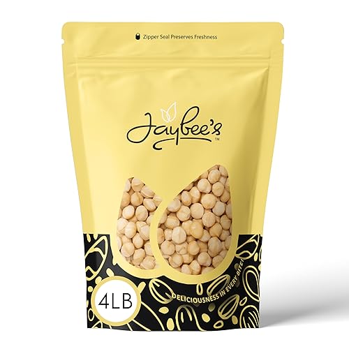 Raw Macadamia Nuts 4 Pounds - Unsalted, Whole Jumbo Size | Healthy Keto & Vegan Snack, High Protein | Resealable Bulk Bag for Baking, Cooking