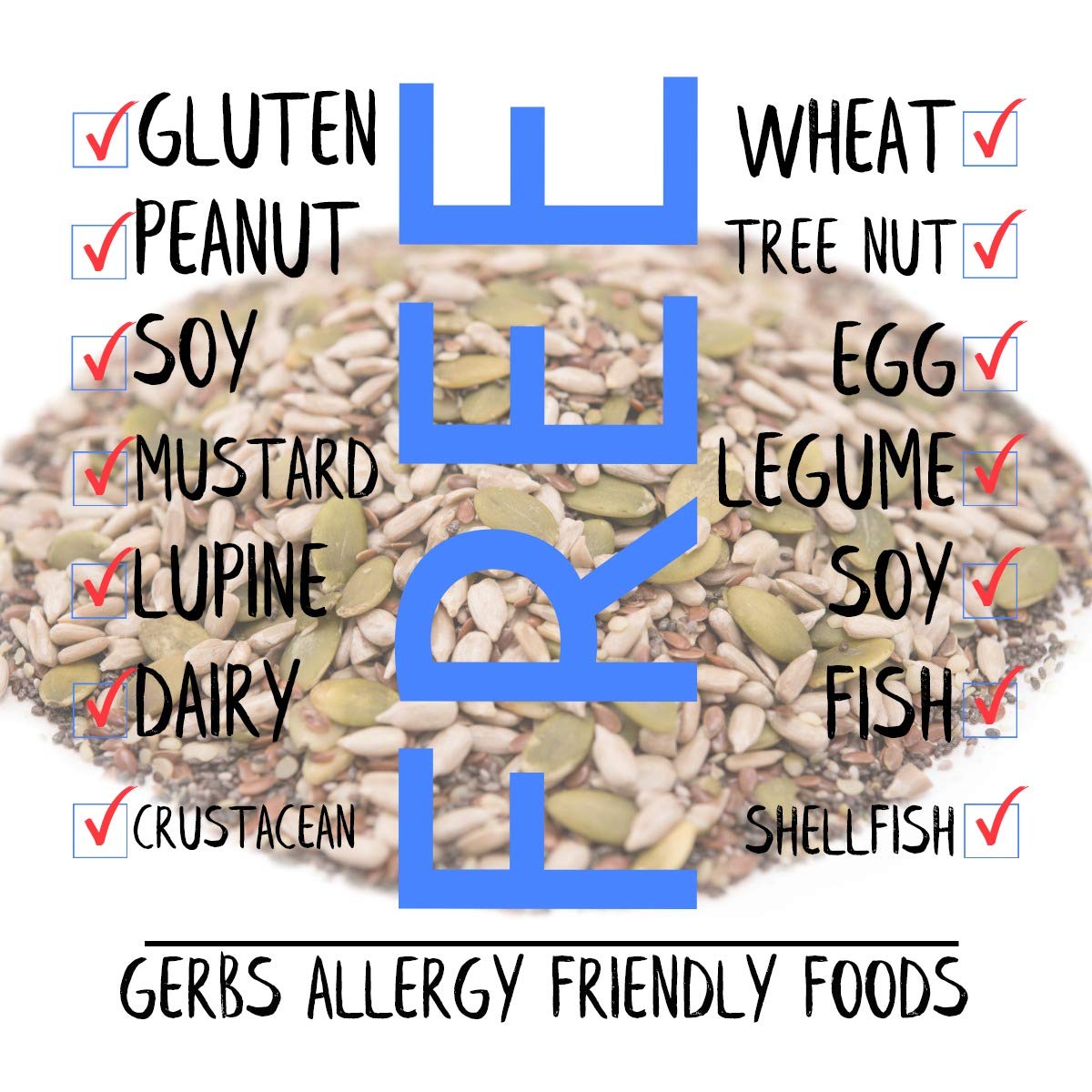 Gerbs Super 5 Seed Snack Mix 4 lbs. | Raw, No Artificial Additives, Resealable Bag | Crunchy Pumpkin, Sunflower, Brown Flax, Black Chia, Hemp | Top 14