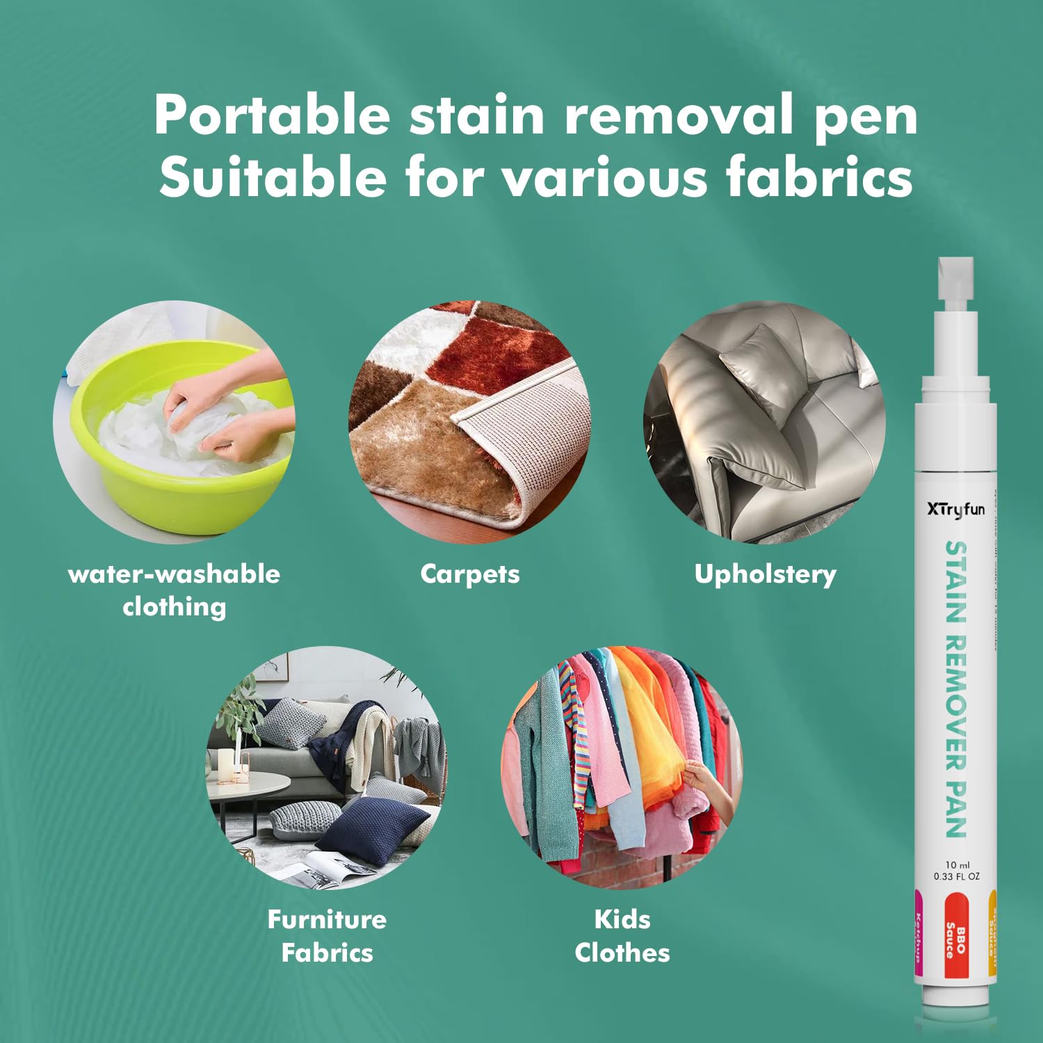 XTryfun Stain Remover Pen for Clothes, Portable & Safe Stain Sticks, Instant Travel Stains Remover for Cleaning Spot, Like Juice, Food, Ketchup, Ink