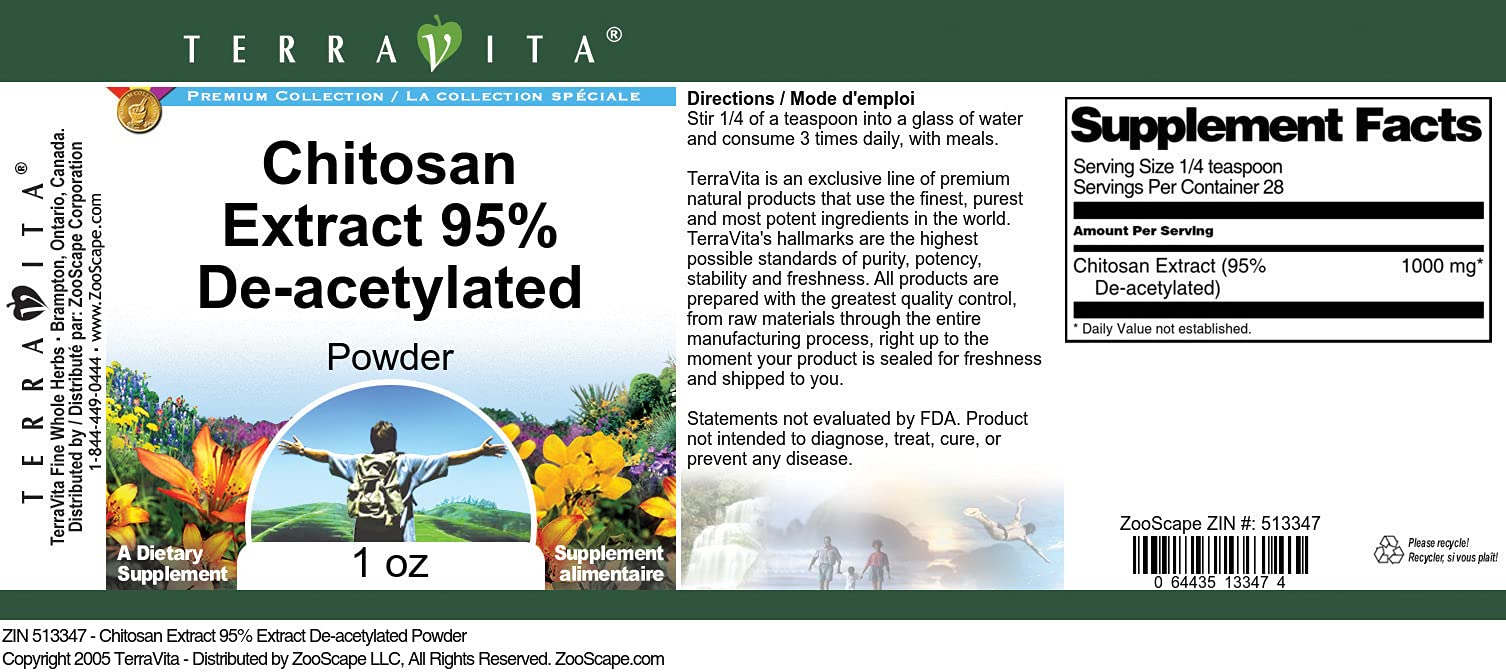 Chitosan Extract 95% De-acetylated Powder (1 oz, ZIN: 513347) - 3 Pack