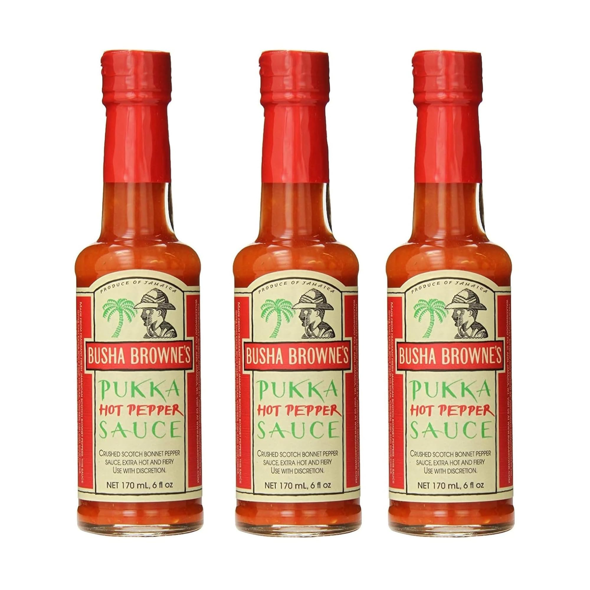 Busha Browne's Hot Pepper Pukka Sauce 5oz (Pack of 3)