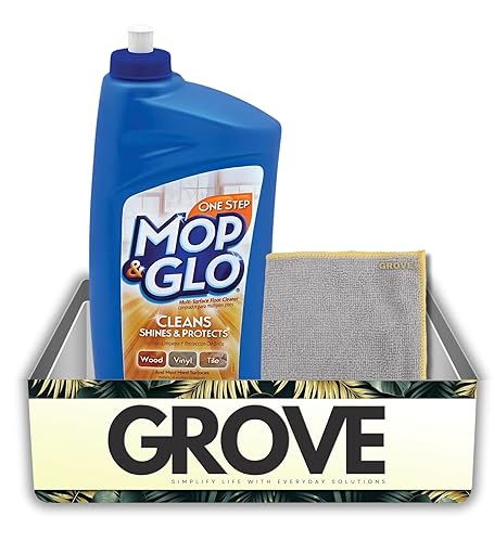 Mop & Glo Citrus Scent Floor Cleaner Liquid 32 oz Bundle with Microfiber Cloth - Citrus Scented Floor Cleaner for Wood and Hard Floors - Gift Set (2