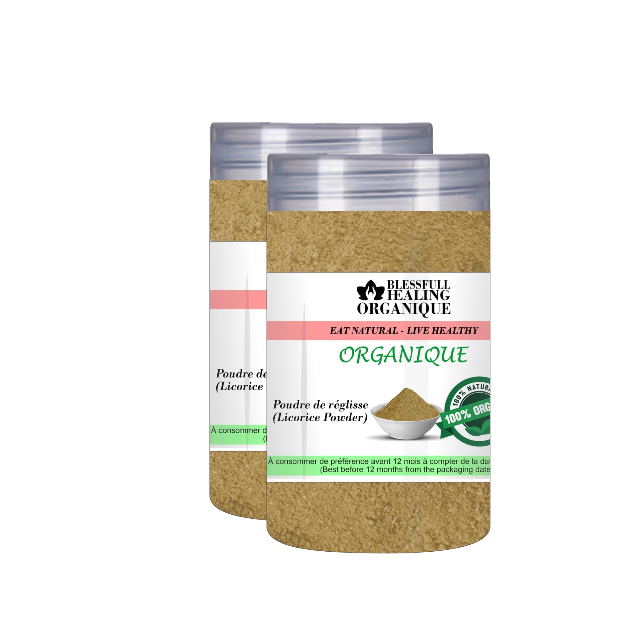 Blessfull Healing Organic Licorice Powder (Mulethi) 100 Gram (3.52 oz) Each (Pack of 2) = 200 Grams, Vegan