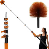 TONYINGO 26 FT Reach Cobweb Duster with 5-20FT Telescoping Pole, Dual Action Flip-Lock & Screw Fixing Design, Washable Reusable Duster for High
