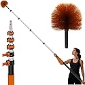 TONYINGO 26 FT Reach Cobweb Duster with 5-20FT Telescoping Pole, Dual Action Flip-Lock & Screw Fixing Design, Washable Reusable Duster for High