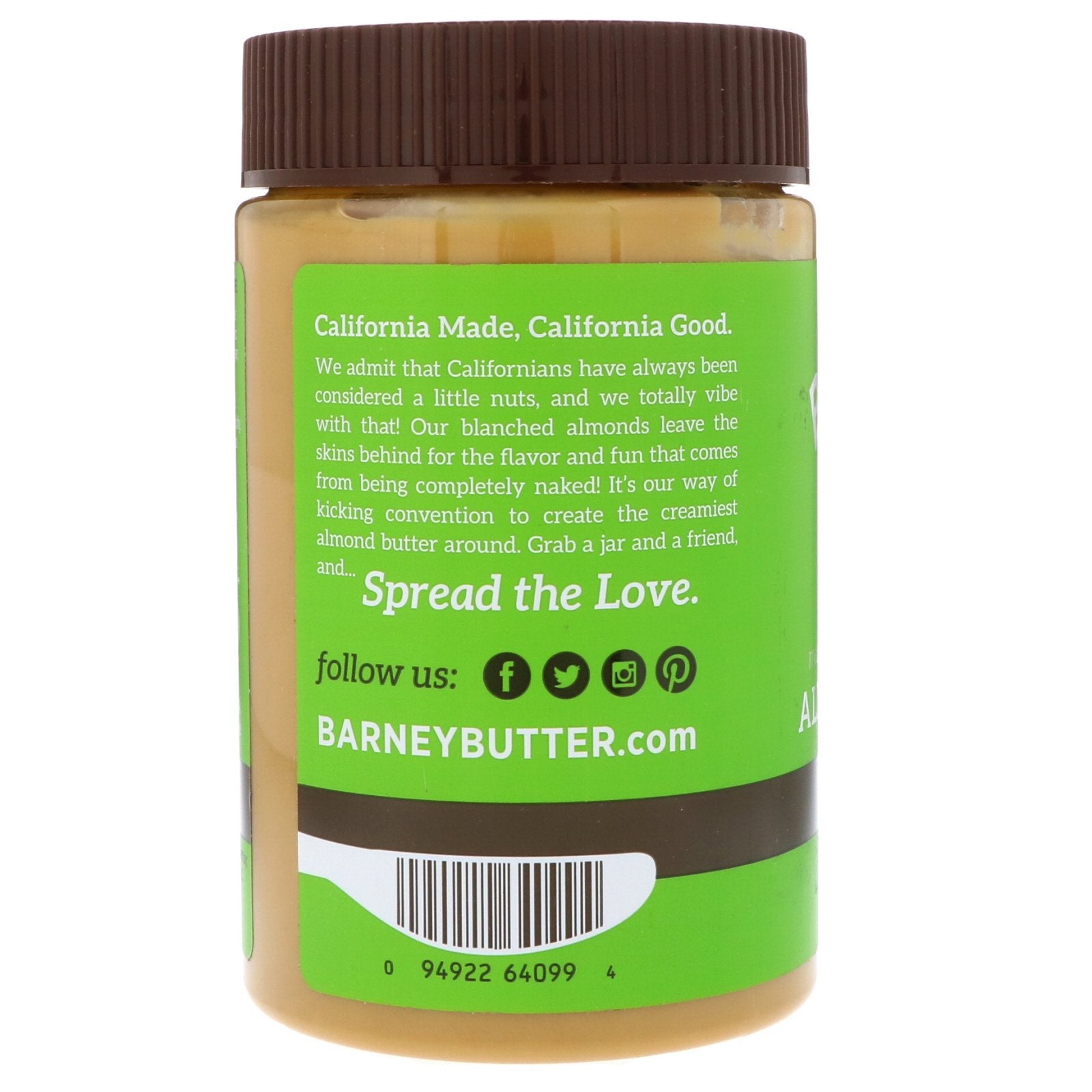 Barney Butter Almond Butter, Crunchy, 16 Ounce Jar, Skin-Free Almonds, No Stir, Non-GMO, Gluten Free, Keto, Paleo, Vegan