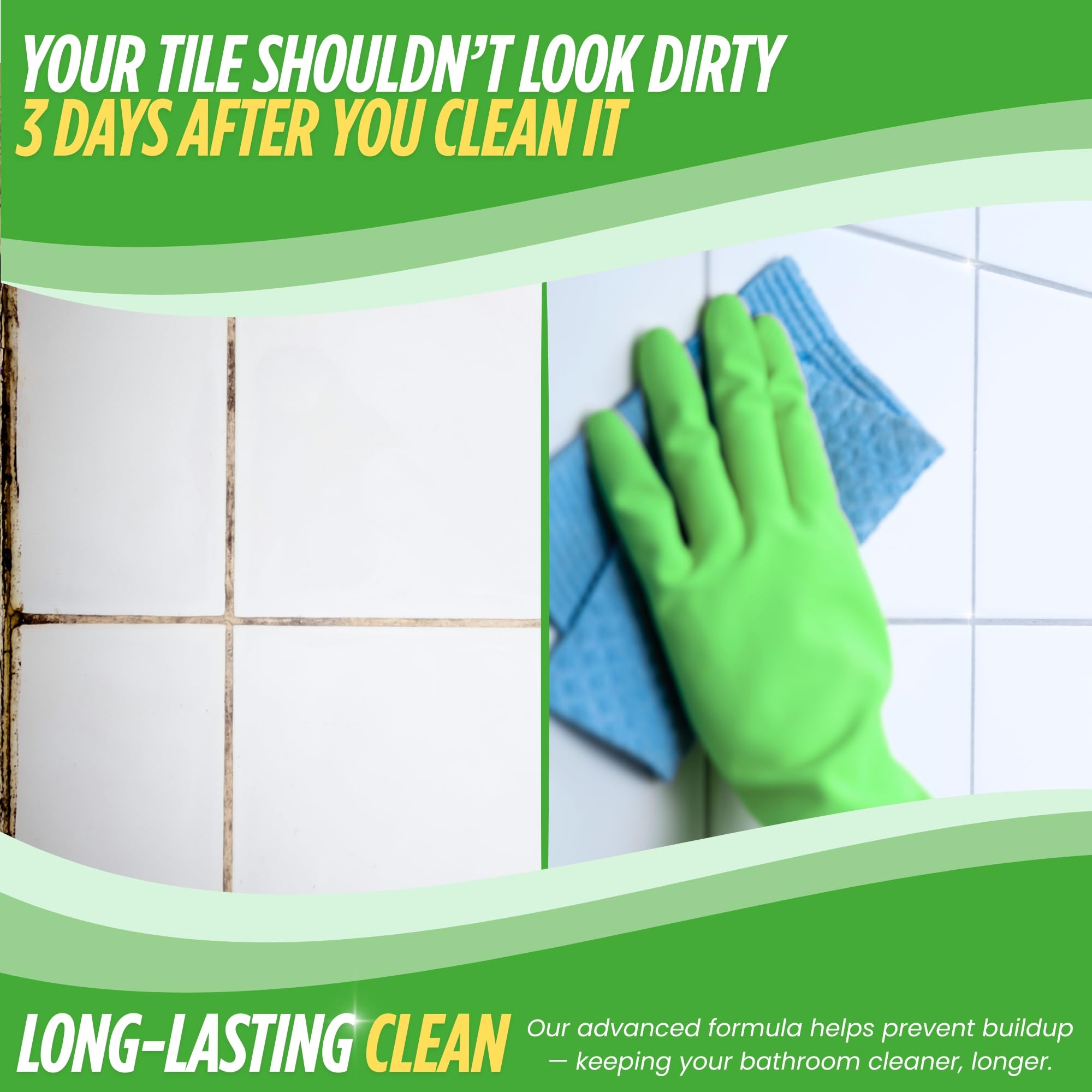 Oh Yuk Tub and Tile Cleaner - All-in-One Spray for Tubs, Tile, Shower Walls, and More | Removes Soap Scum and Residue | Biodegradable, Vegan