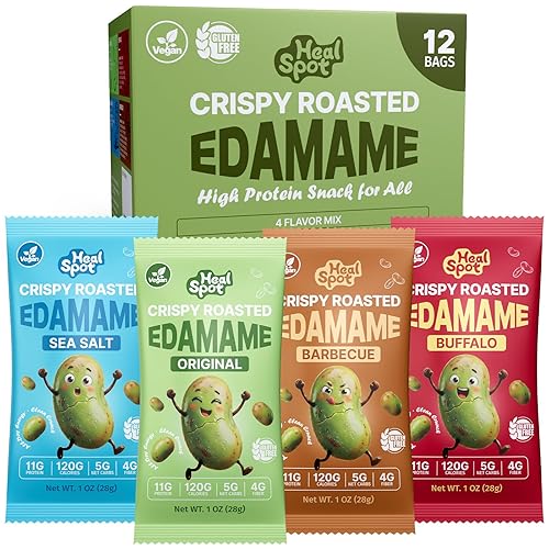 Healspot Edamame Beans 11g High Protein Snacks, Crunchy, Low Carb|High Fiber|NON-GMO|Reduced Sodium Snacks Roaseted Edamame, Healthy Snacks for adults