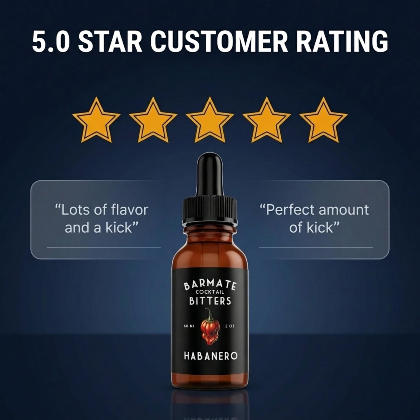 Spicy Habanero Cocktail Bitters - Drink Flavor Enhancer, Handcrafted Small Batch Bitters for Premium Cocktails, 2 oz