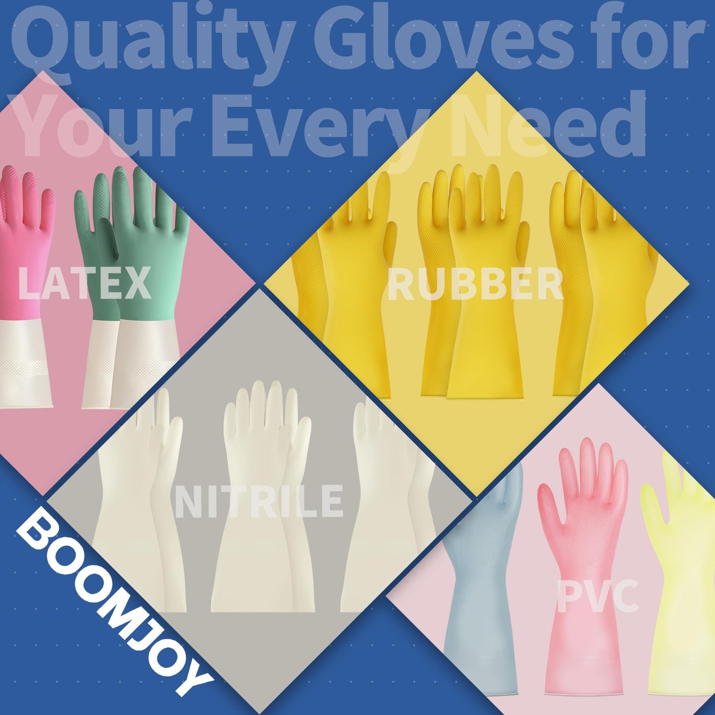 BOOMJOY Nitrile Cleaning Gloves, Heavy Duty Dishwashing Gloves, Reusable XL Gloves for Kitchen, Bathroom, Gardening, Working, Pet Care - White, 3