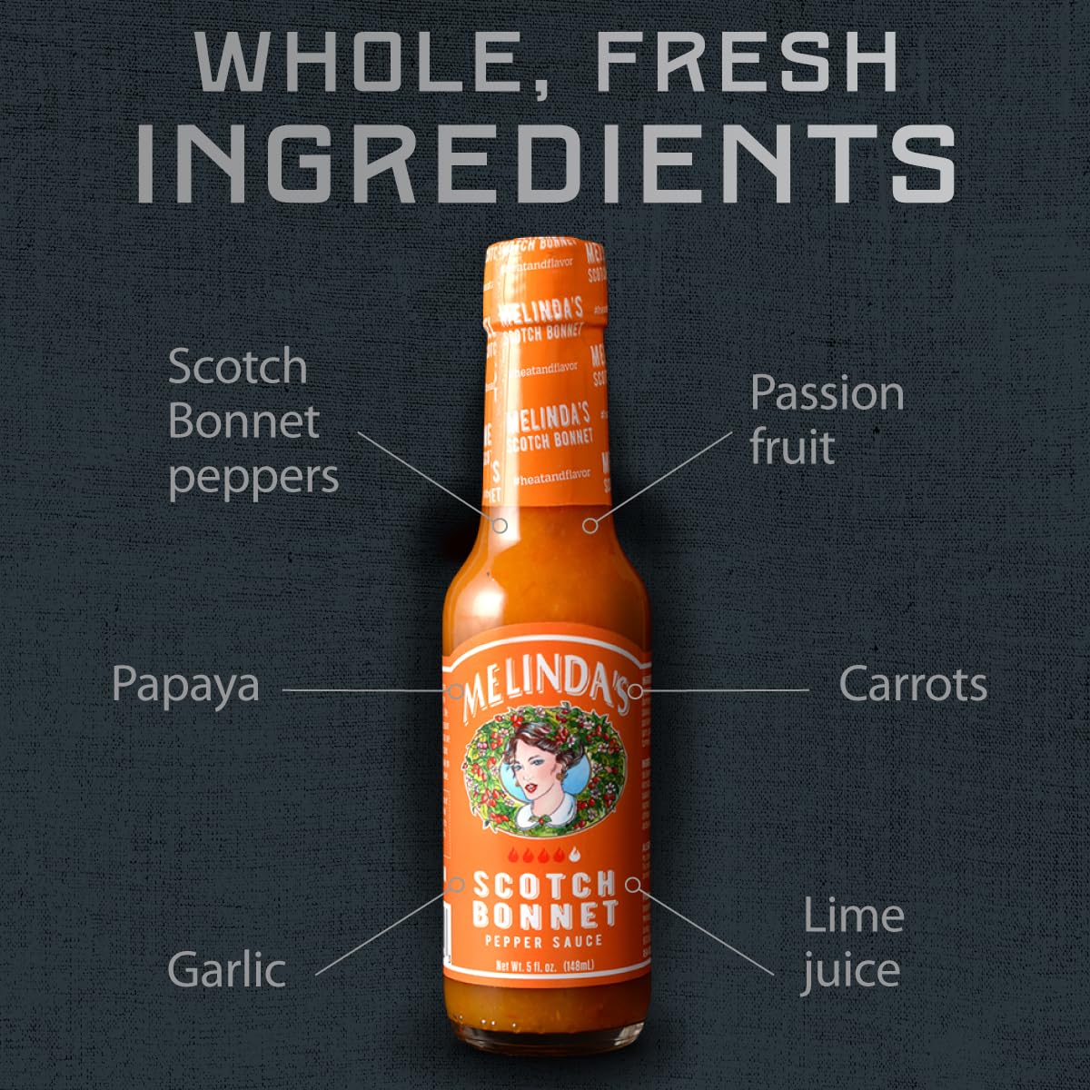 Melinda’s Scotch Bonnet Hot Sauce - Gourmet Scotch Bonnet Pepper Sauce - Made with Scotch Bonnet Peppers, Carrots, Papaya & Lime Juice - Keto, Vegan