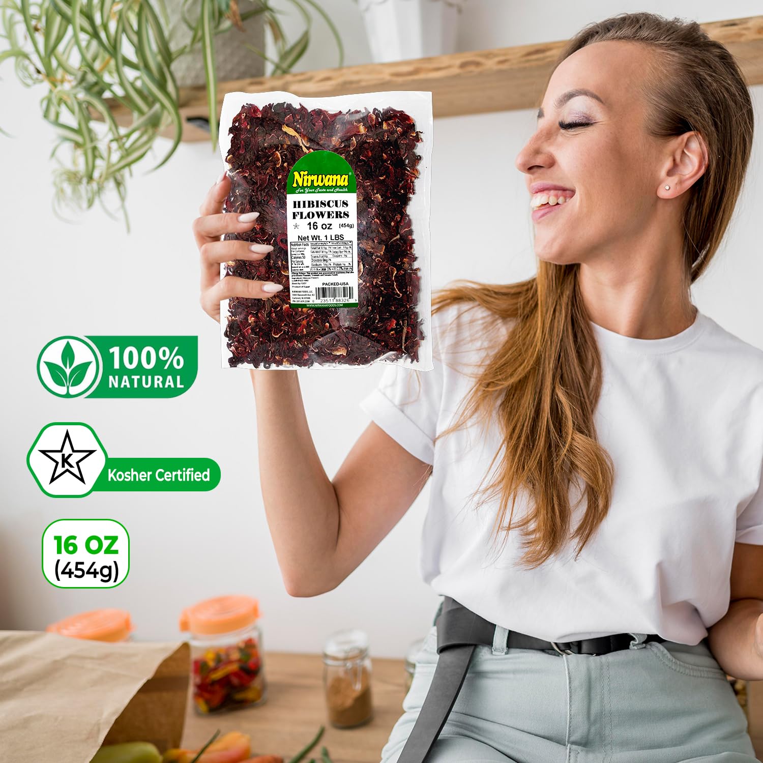 Premium Dried Hibiscus Flowers - Whole Flower Petals for Herbal Infusions, Loose Leaf Blends, and Culinary Use - Great with Dandelion Root, Raspberry