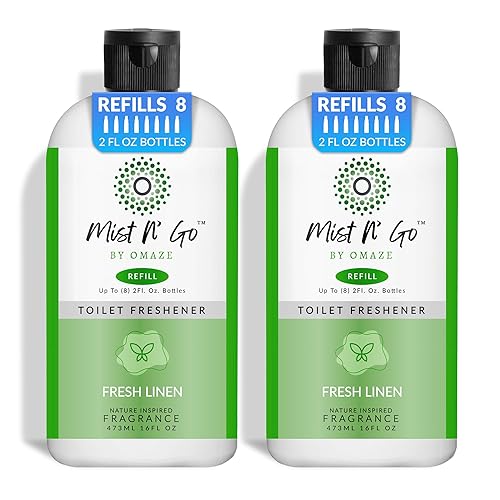 Mist N' Go by OMAZE Bathroom Odor Spray for Toilet Spray Refill Bottle - Multitasking Toilet Spray - Bathroom Spray Odor Eliminator for Strong Odors |