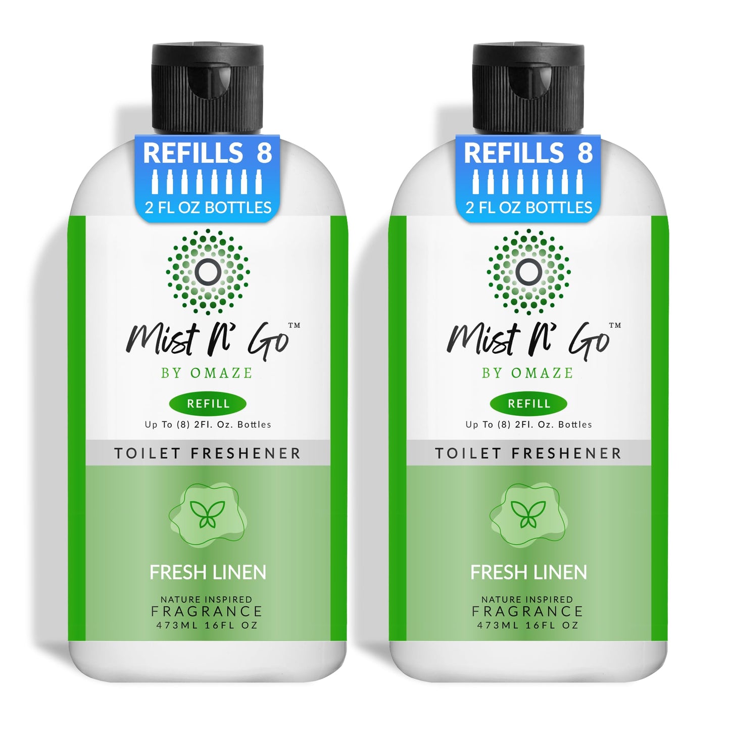 Mist N' Go by OMAZE Bathroom Odor Spray for Toilet Spray Refill Bottle - Multitasking Toilet Spray - Bathroom Spray Odor Eliminator for Strong Odors |