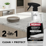 Weiman Quartz Countertop Cleaner and Polish - Clean and Shine Your Countertops Islands and Stone Surfaces with UV Protection, 24 Ounce with MicroFiber