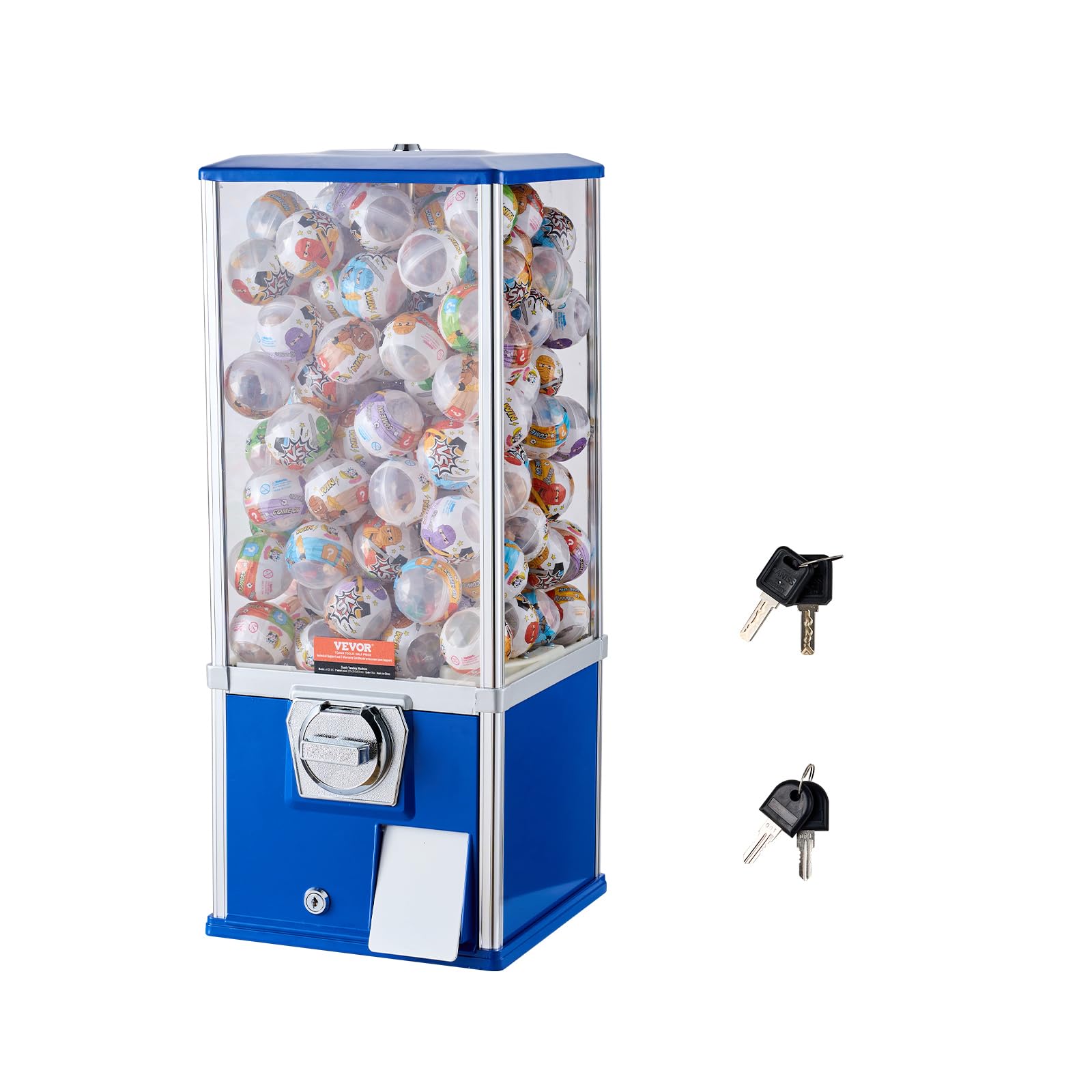 VEVOR Gumball Machine for Kids, 25" Height Home Vending Machine, PS Bouncy Balls Dispenser, Hold 230 Capsule Toys, Rectangle Bubble Gum Machine