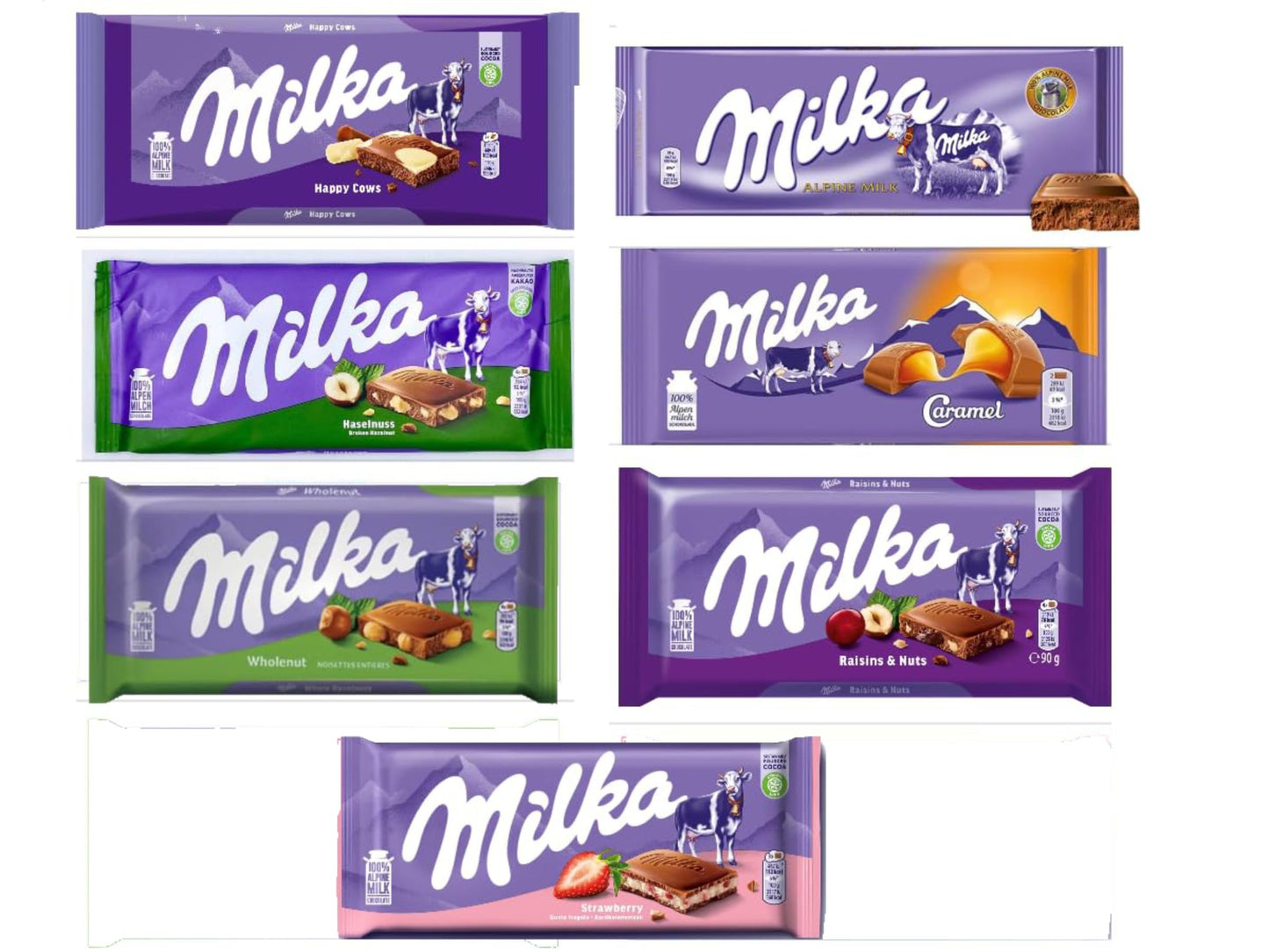 Milkaa European Chocolate Bars Variety Pack of 10 Bars (May be duplicates)