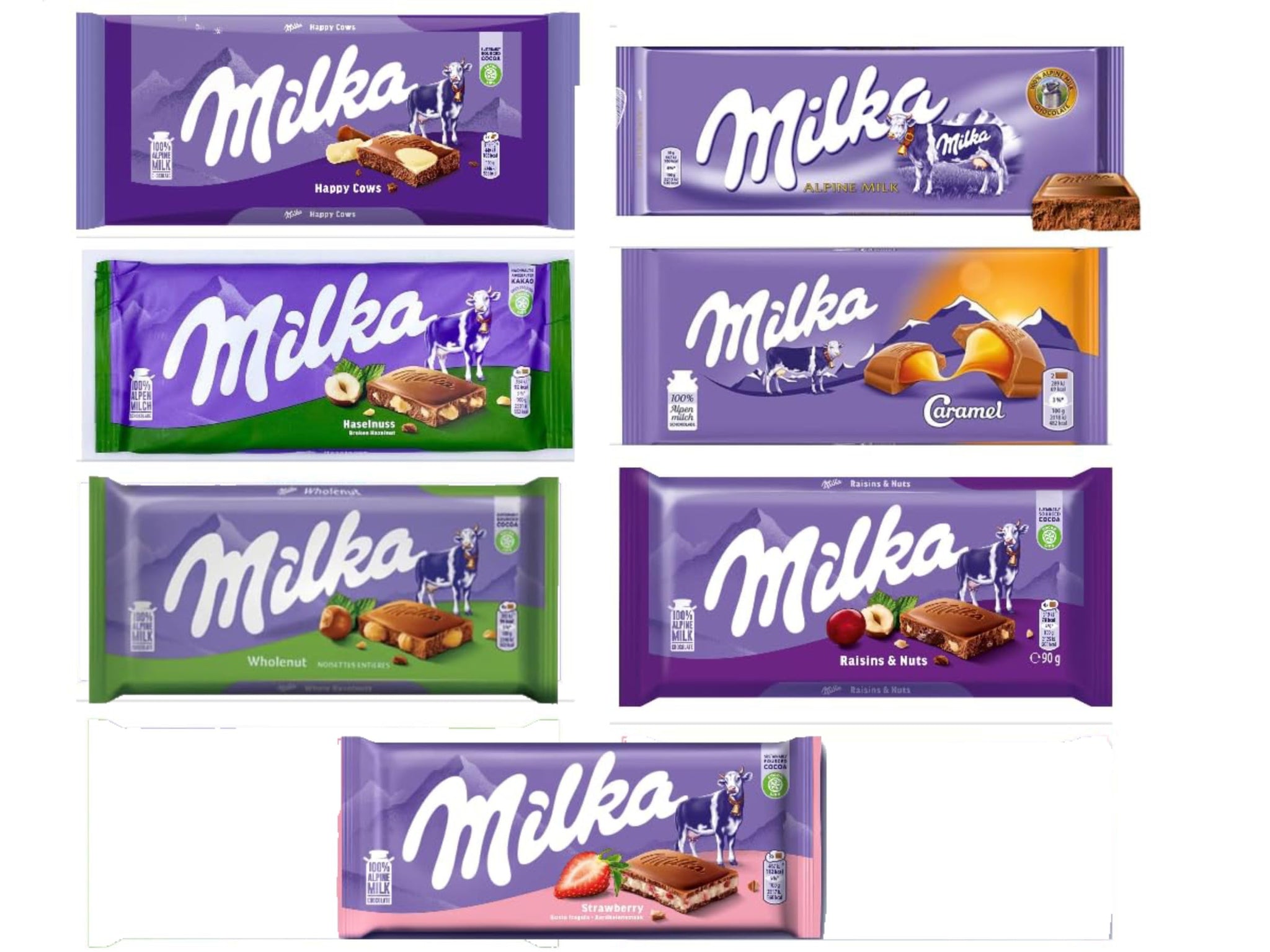 Milkaa European Chocolate Bars Variety Pack of 10 Bars (May be duplicates)
