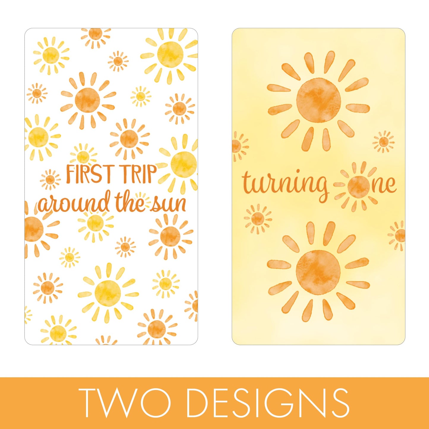 DISTINCTIVS First Trip Around the Sun 1st Birthday Mini Candy Bar Wrappers - 42 Count - Boho Sunshine Design - Turning One Party Favors for Boy or