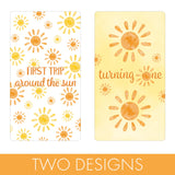DISTINCTIVS First Trip Around the Sun 1st Birthday Mini Candy Bar Wrappers - 42 Count - Boho Sunshine Design - Turning One Party Favors for Boy or