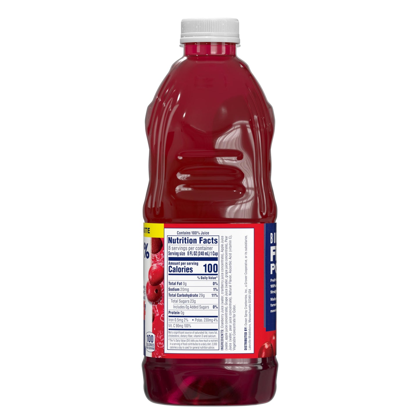 Ocean Spray® 100% Juice, Cranberry, 64 Fl Oz Bottle (Pack of 8)