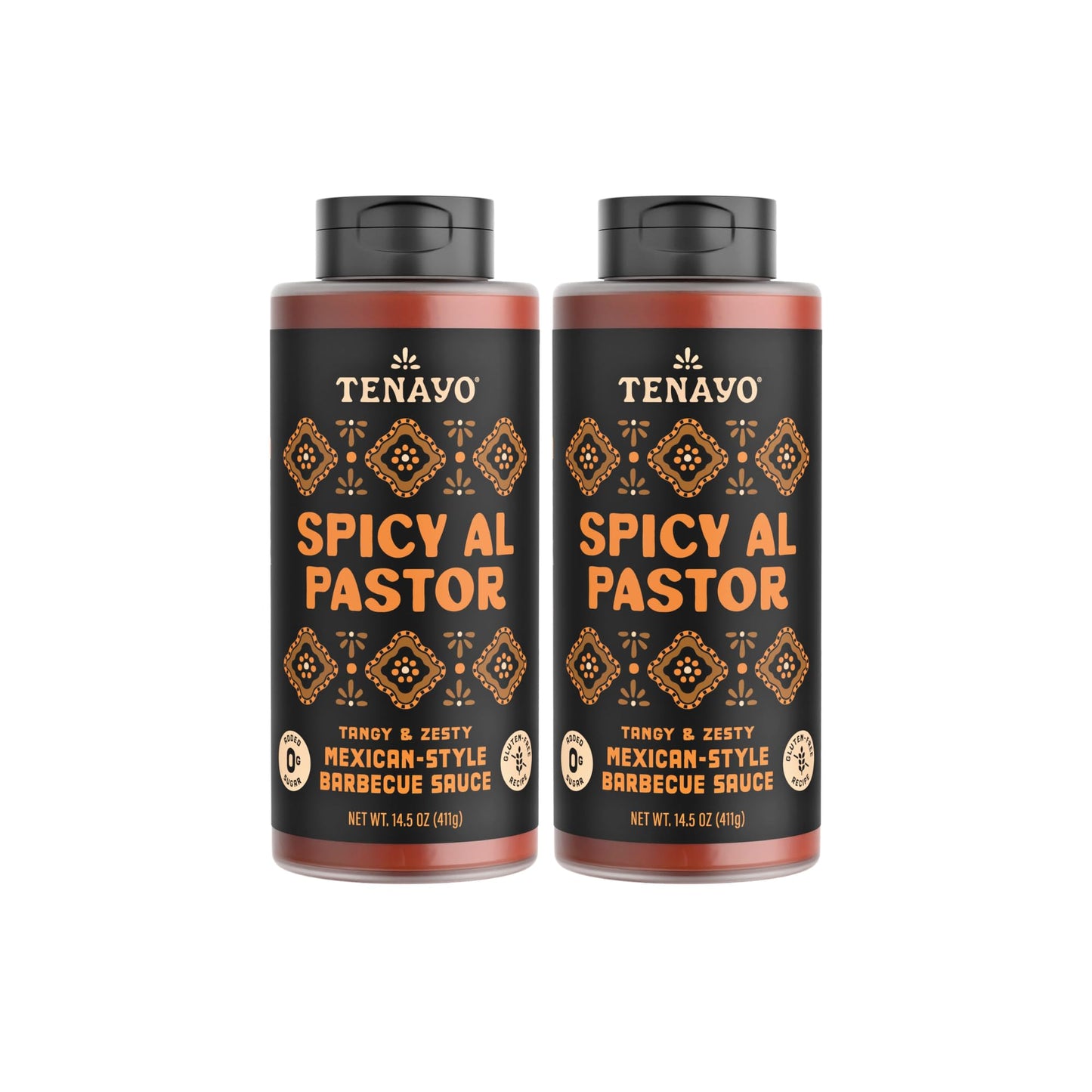 Tenayo Spicy Al Pastor BBQ Sauce, 2-Pack (14.5 oz Bottles) - Mexican Style Barbecue Sauce with Pineapple, Achiote & Chile Peppers - 4g of Sugar