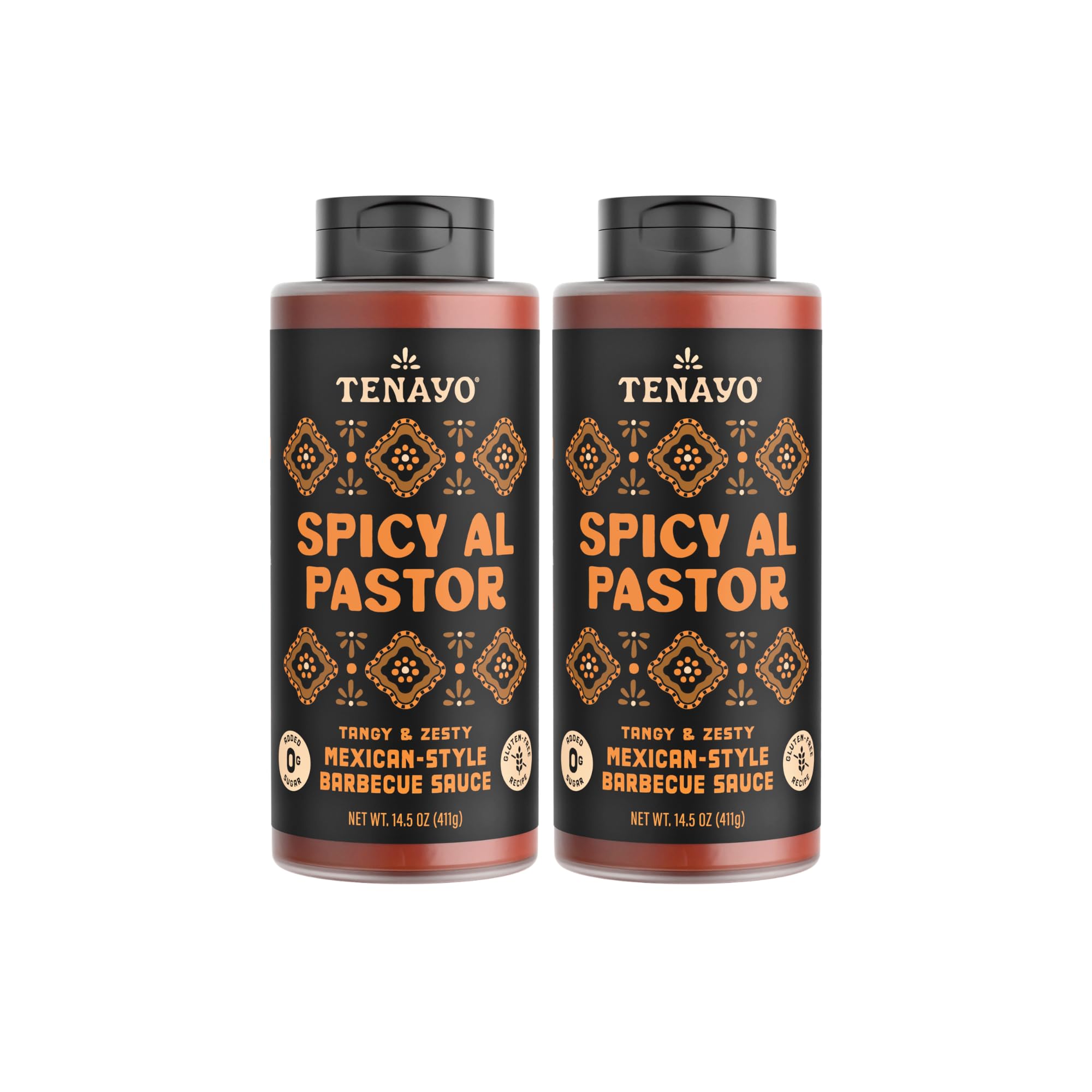 Tenayo Spicy Al Pastor BBQ Sauce, 2-Pack (14.5 oz Bottles) - Mexican Style Barbecue Sauce with Pineapple, Achiote & Chile Peppers - 4g of Sugar