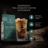 Lifeboost Low Acid Cold Brew Coffee, Organic Coarse Ground Medium Roast, 12 oz