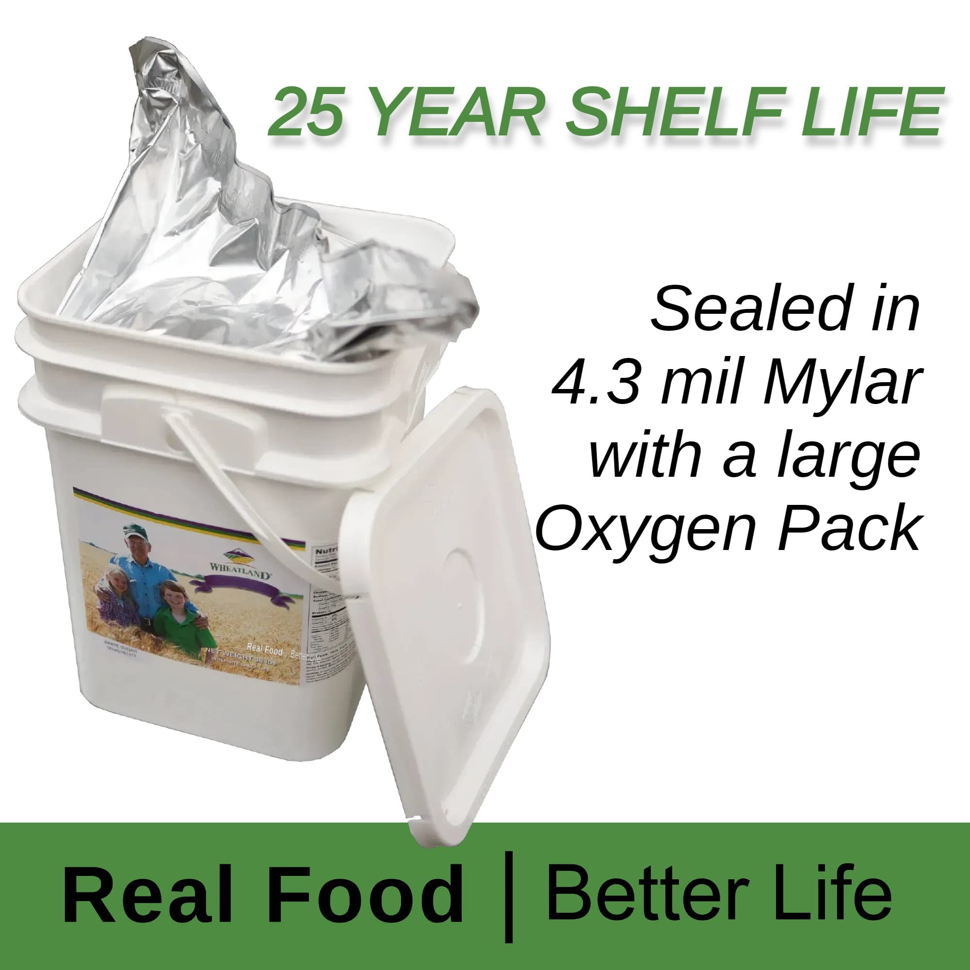 Wheatland™ White Rice • Delicious • Healthy Food Option • 20 lbs. Bulk Rice • Mylar and Bucket Provide 25 Year Shelf Life • Emergency Food Storage • Non-GMO • High Trust Seller • 40 Year Legacy of Prepping