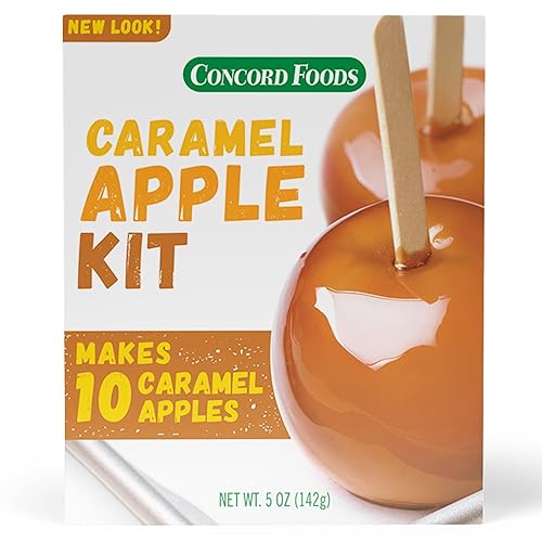 Concord Foods Caramel Apple Kit: Fall Favorite Treat - Indulge in Chewy Apples! Makes 10 Caramel Apples per Box, 5 oz