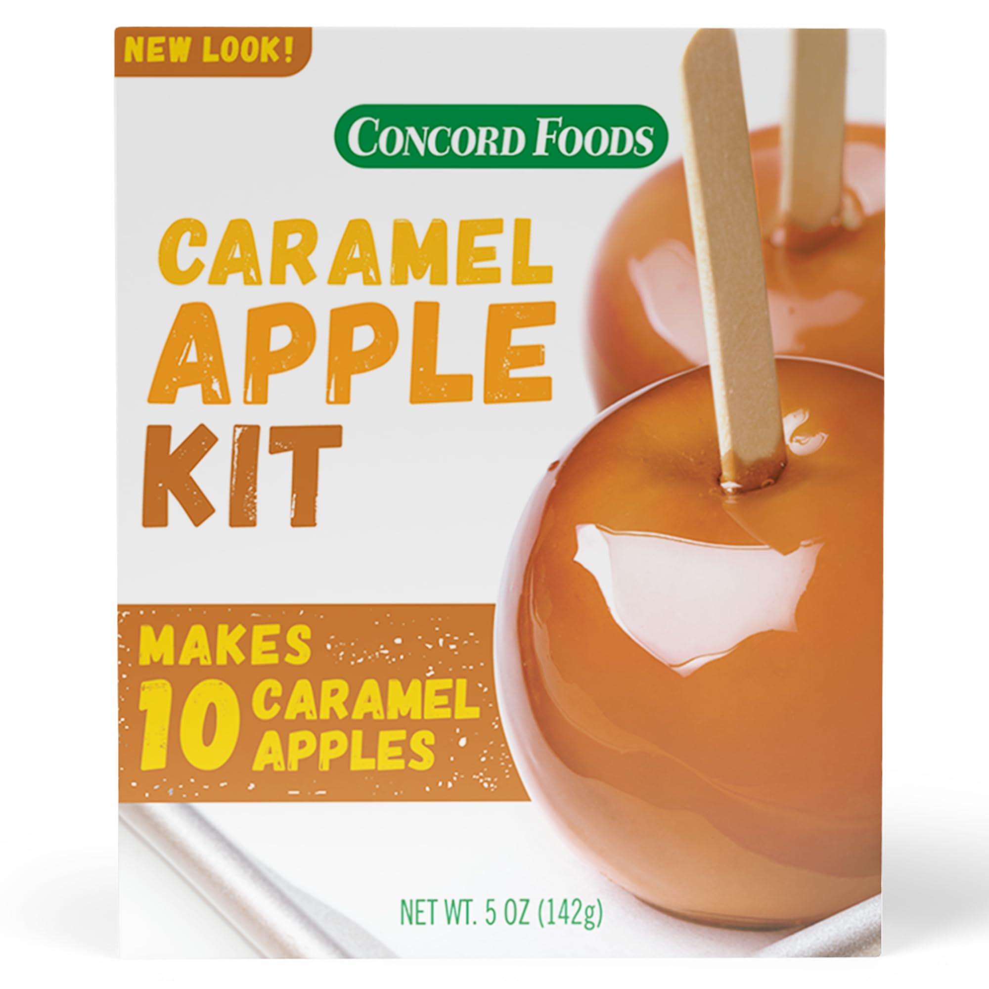 Concord Foods Caramel Apple Kit: Fall Favorite Treat - Indulge in Chewy Apples! Makes 10 Caramel Apples per Box, 5 oz