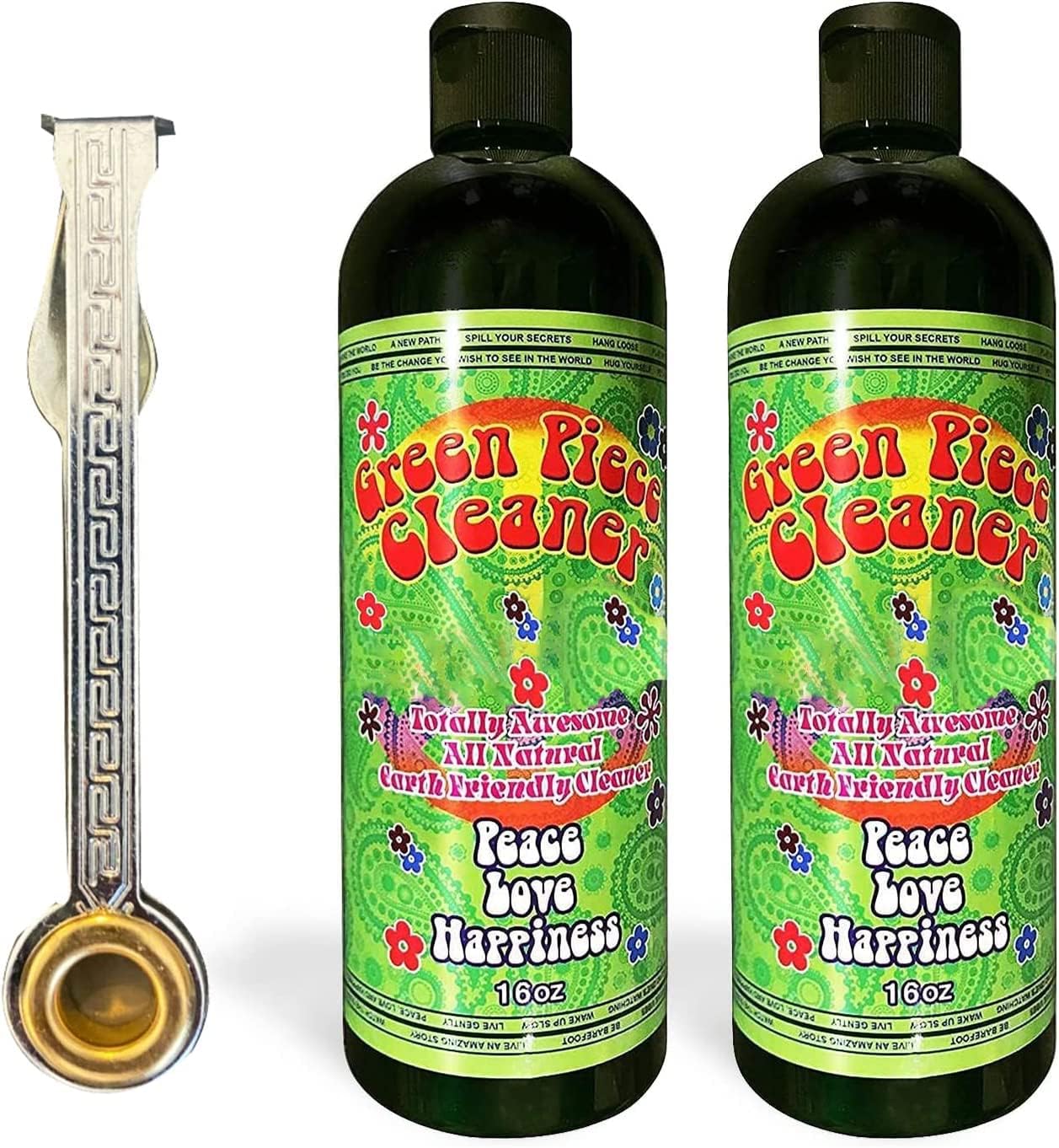 Green Piece® Cleaner - Two of the 16 oz Bottles of Glass Cleaner (Made in USA) - Including a 100% Stainless Steel Reamer - 3 in 1 tool - Excellent