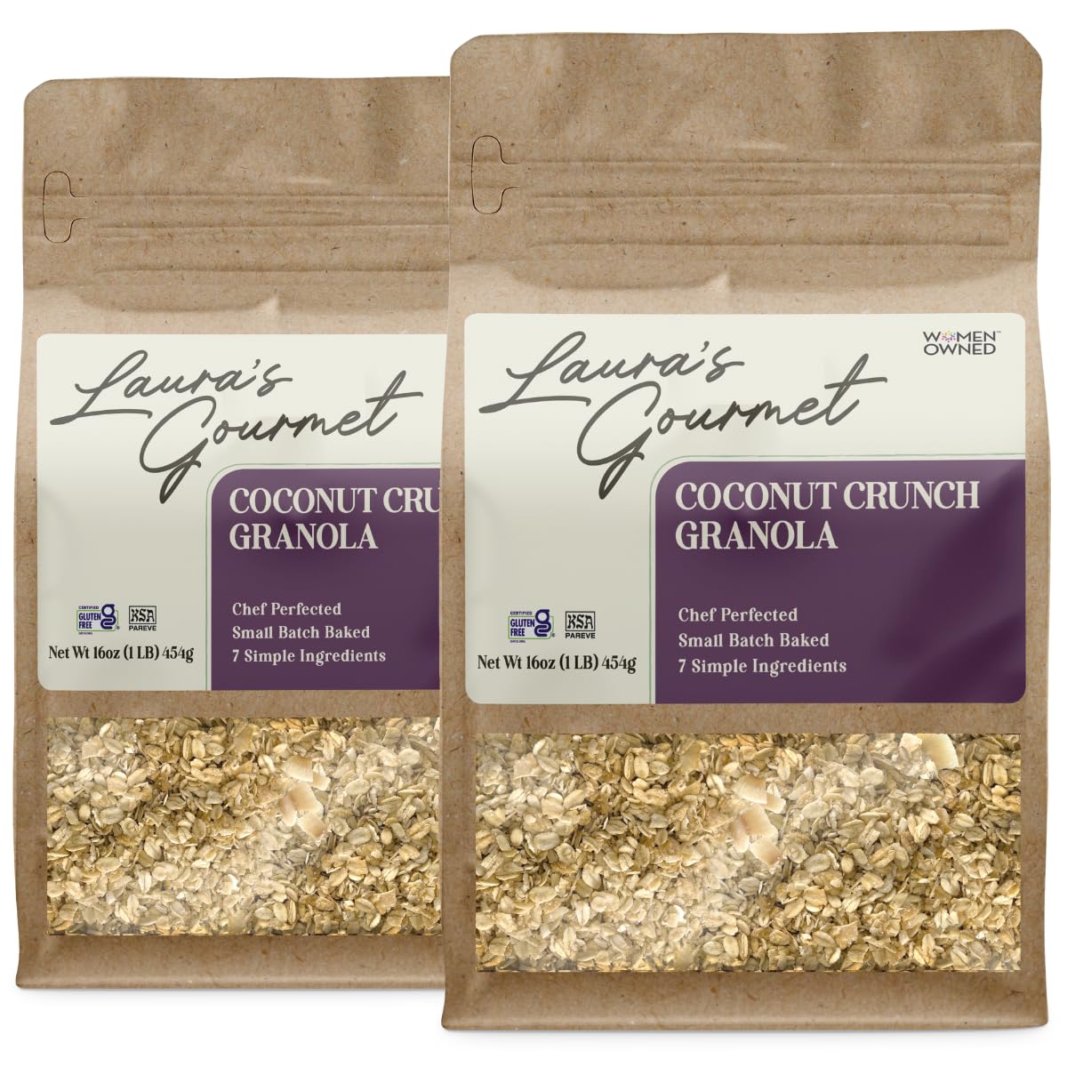Laura's Gourmet Granola - Coconut Crunch - Gluten, Soy & Dairy Free - Organic Agave, Crunchy Coconut Chip, Organic Oil, Vegan, Chef's Trifecta