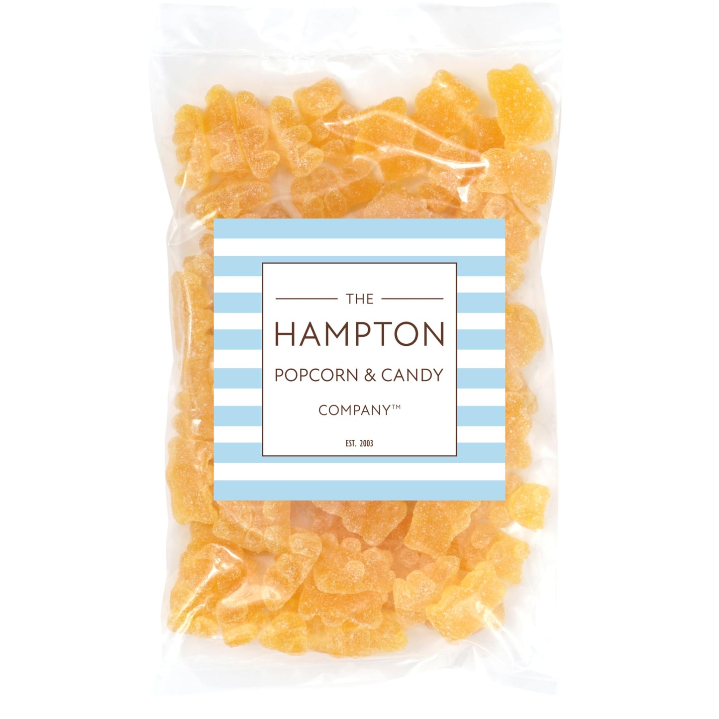 Pina Colada Sour Gummy Bears, 1 Pound Bulk Bag, Orange Gummy Bears, Orange Candy, The Hampton Candy Company