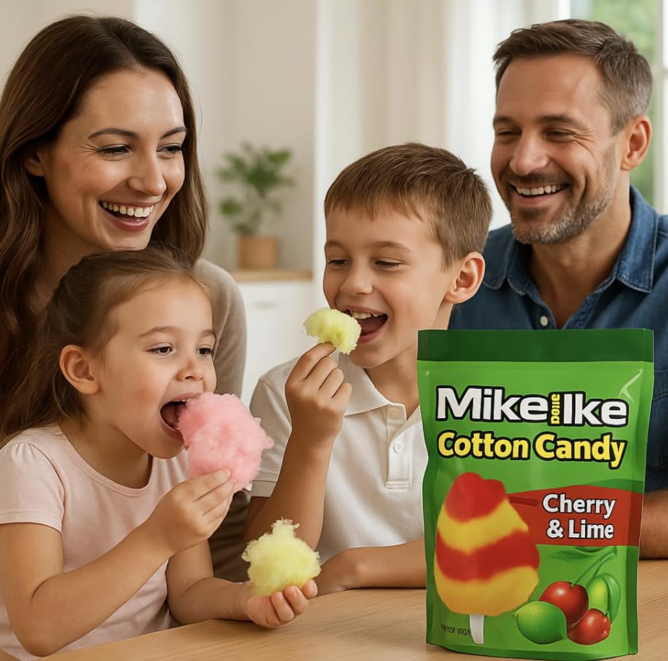 Mike and Ike Cotton Candy, Cherry Lime and Strawberry Lemon Flavors, Soft Fluffy Sugar Floss, 2 Pack