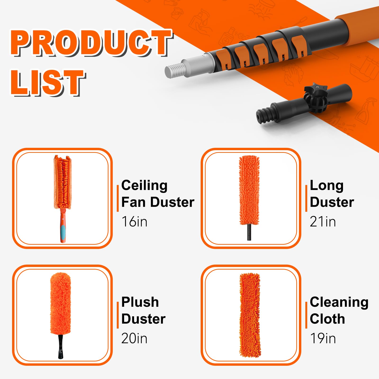 SISIUPASSIE 30FT Reach Ceiling Fan Cleaner Duster, Ceiling Fan Blade Cleaner with Extension Pole, Washable & Replaceable Microfiber Feather Duster