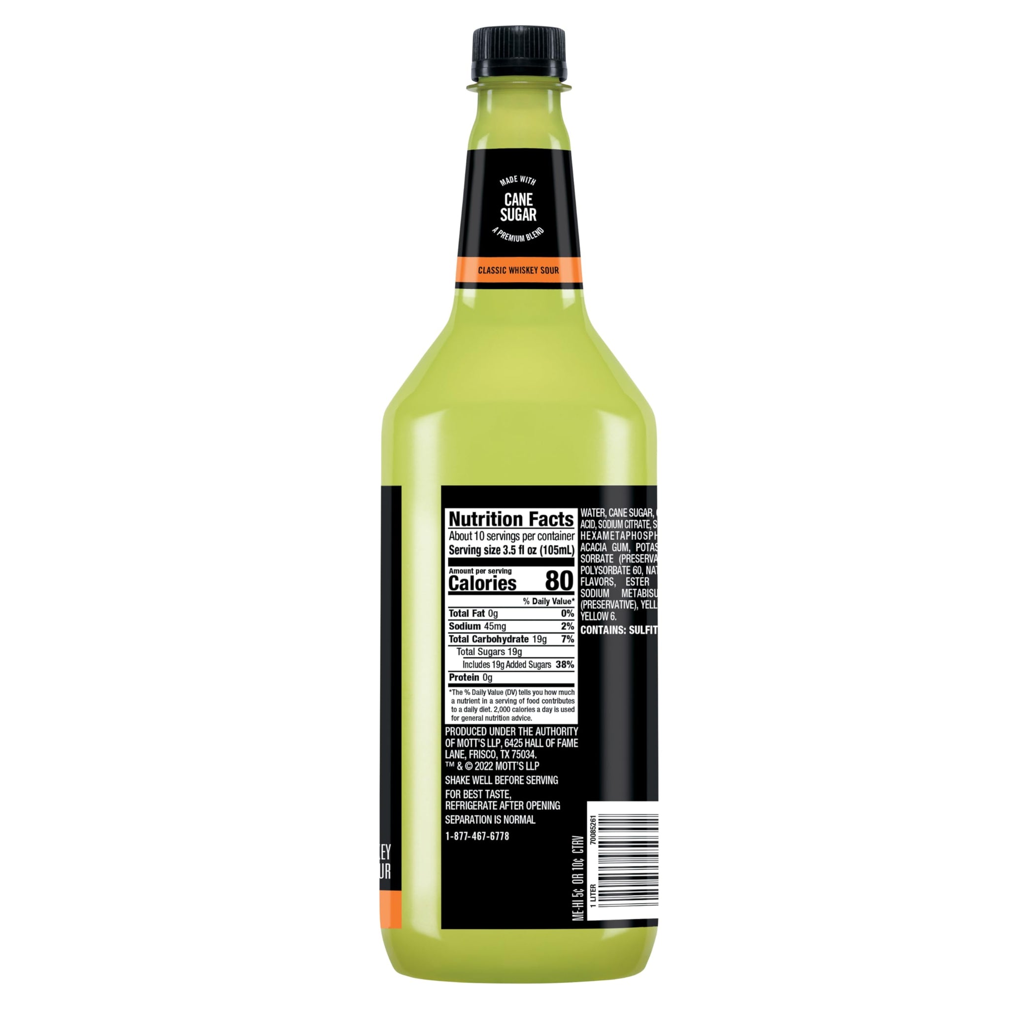 Mr & Mrs T Whiskey Sour Mix, 1 L bottle (Pack of 6), Tart and Sweet Blend Flavored Cocktail Mixer, Made with Cane Sugar, Perfect for Traditional