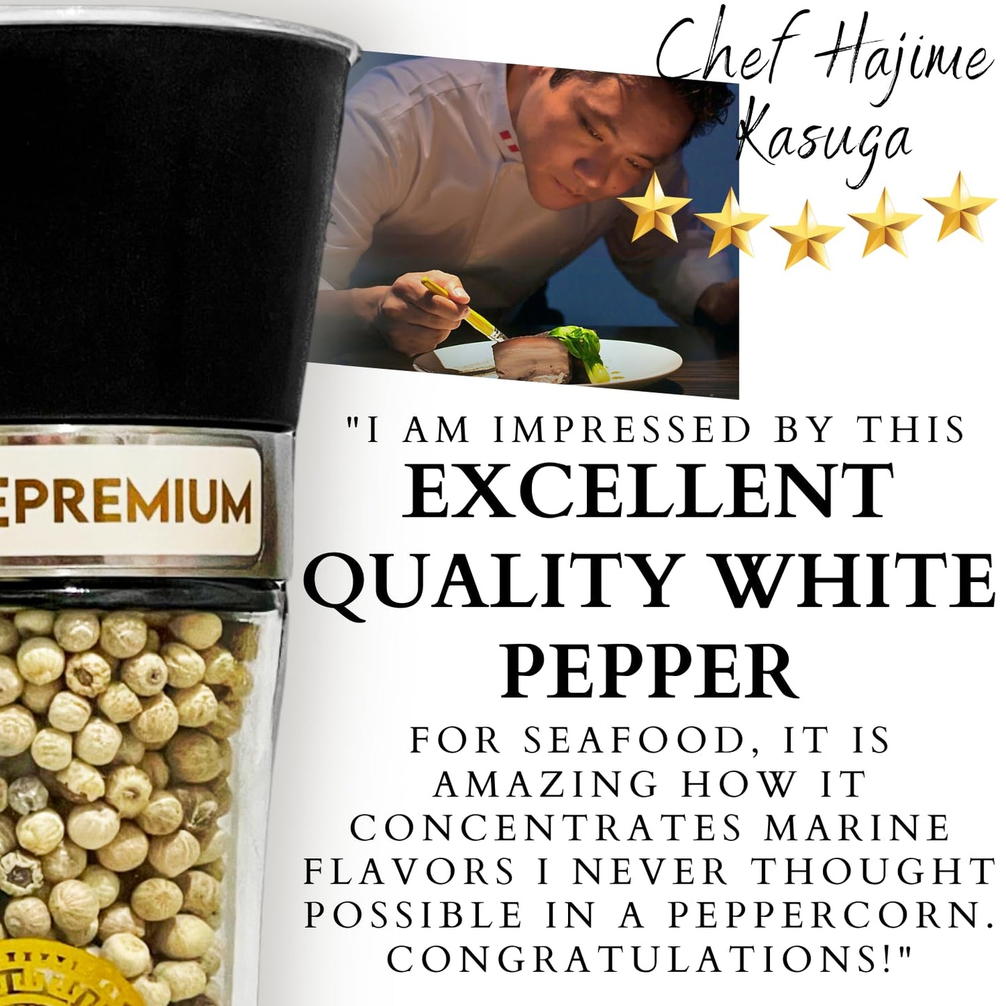YUPANQUI White Peppercorns Whole Peppercorns for Grinder Refill - Naturally Fermented Organic White Pepper corn with Oceanic Mineral Notes & Complex