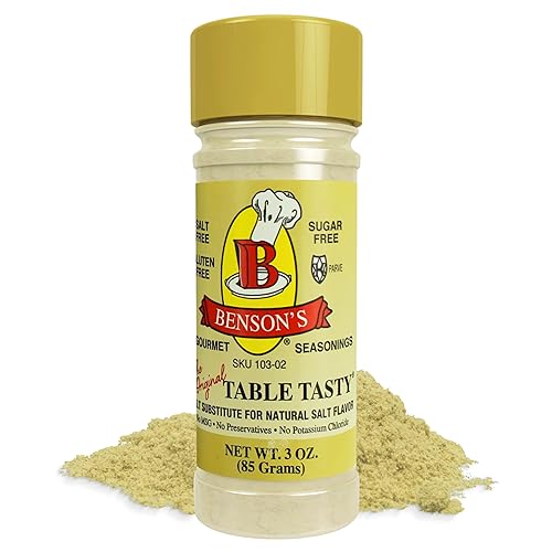 Benson’s - Table Tasty Salt Substitute, Salt-Free Gourmet Popcorn Seasoning, No Sodium, No Potassium Chloride, No MSG, Gluten Free, 3oz Bottle
