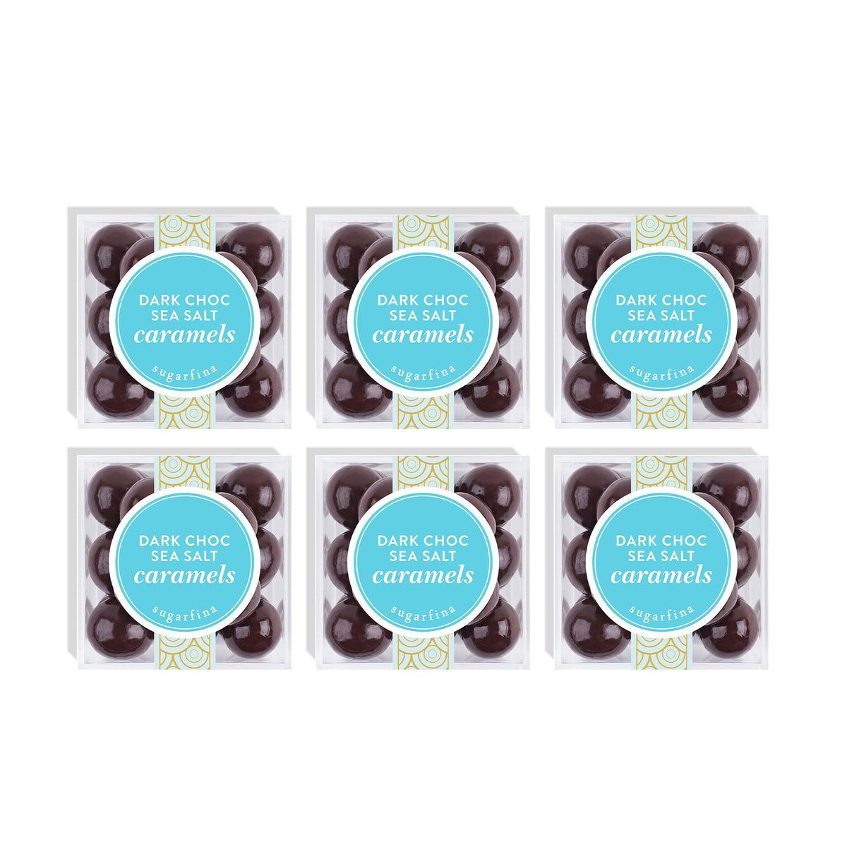 Sugarfina Dark Chocolate Sea Salt Caramels Small Candy Cube, Chocolate Bites, 2.6 oz, 6 Count