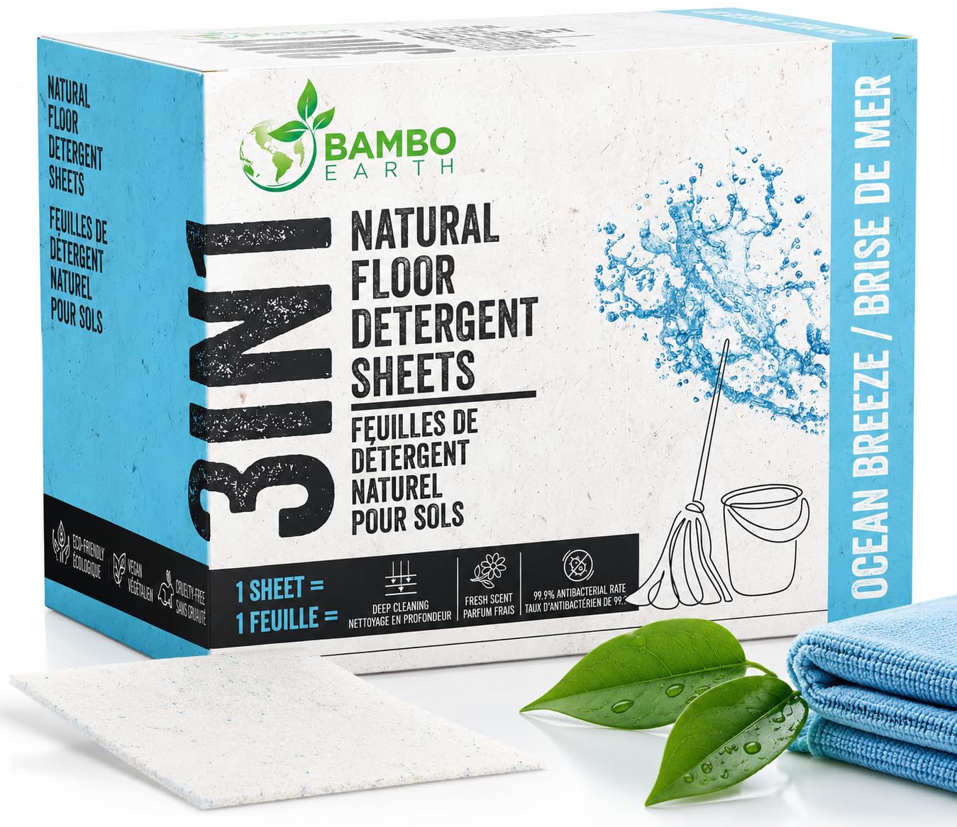 90 Pcs All Natural Floor Cleaner Sheets - Biodegradable And Dissolvable Multipurpose Mopping Concentrated Floor Cleaning Soap Detergent Strips, Mess