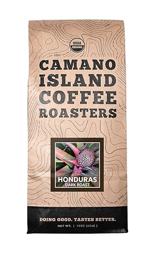 Camano Island Coffee Roasters Roasters Honduras Dark Roast, Whole Bean 1lb, Fresh Small Batch Roasted, USDA Organic, Fairly Traded, Shade Grown Top 1%