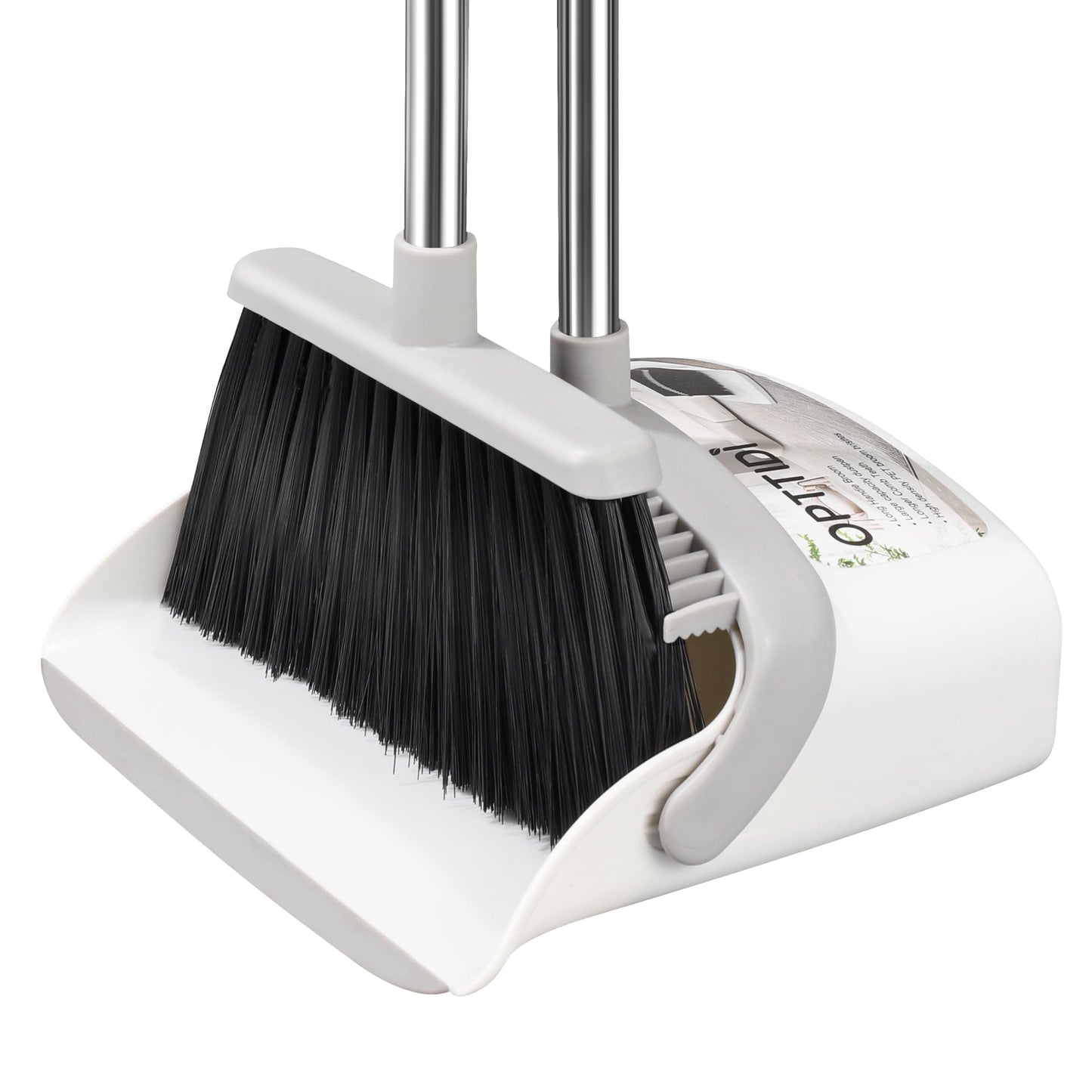 OPTTIDI Broom with Dustpan Combo Set, Hand Broom and Dustpan Set for Sweeping Indoor Angle Broom for Home Office Kitchen Lobby Floor Pet Hair