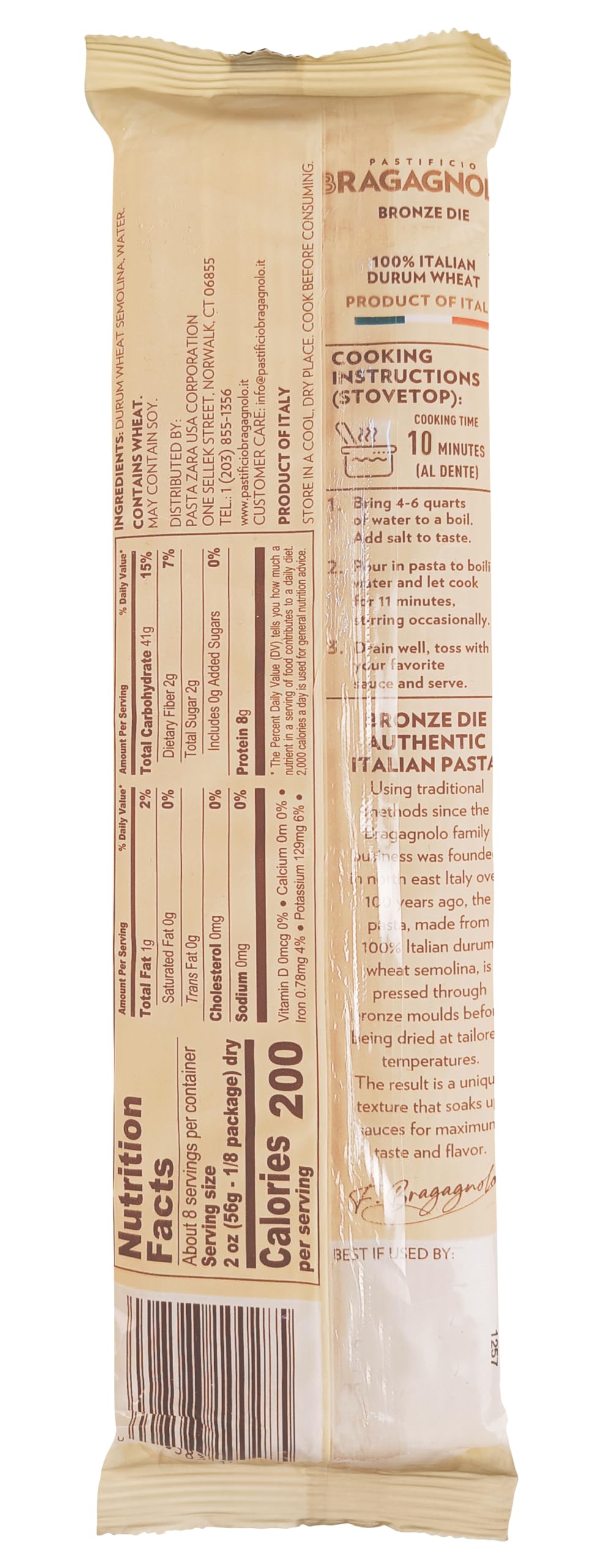 Pastificio Bragagnolo, Linguine 811 Bronze-Drawn, 100% Italian Pasta, Made with Durum Wheat Semolina Flour, Non GMO (1 Pound Bag) - Consistently al