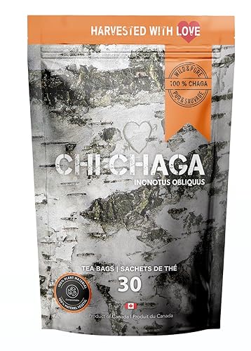 Premium Chaga Mushroom - 30 Tea Bags of 100% Wild Harvested Canadian Chaga Tea