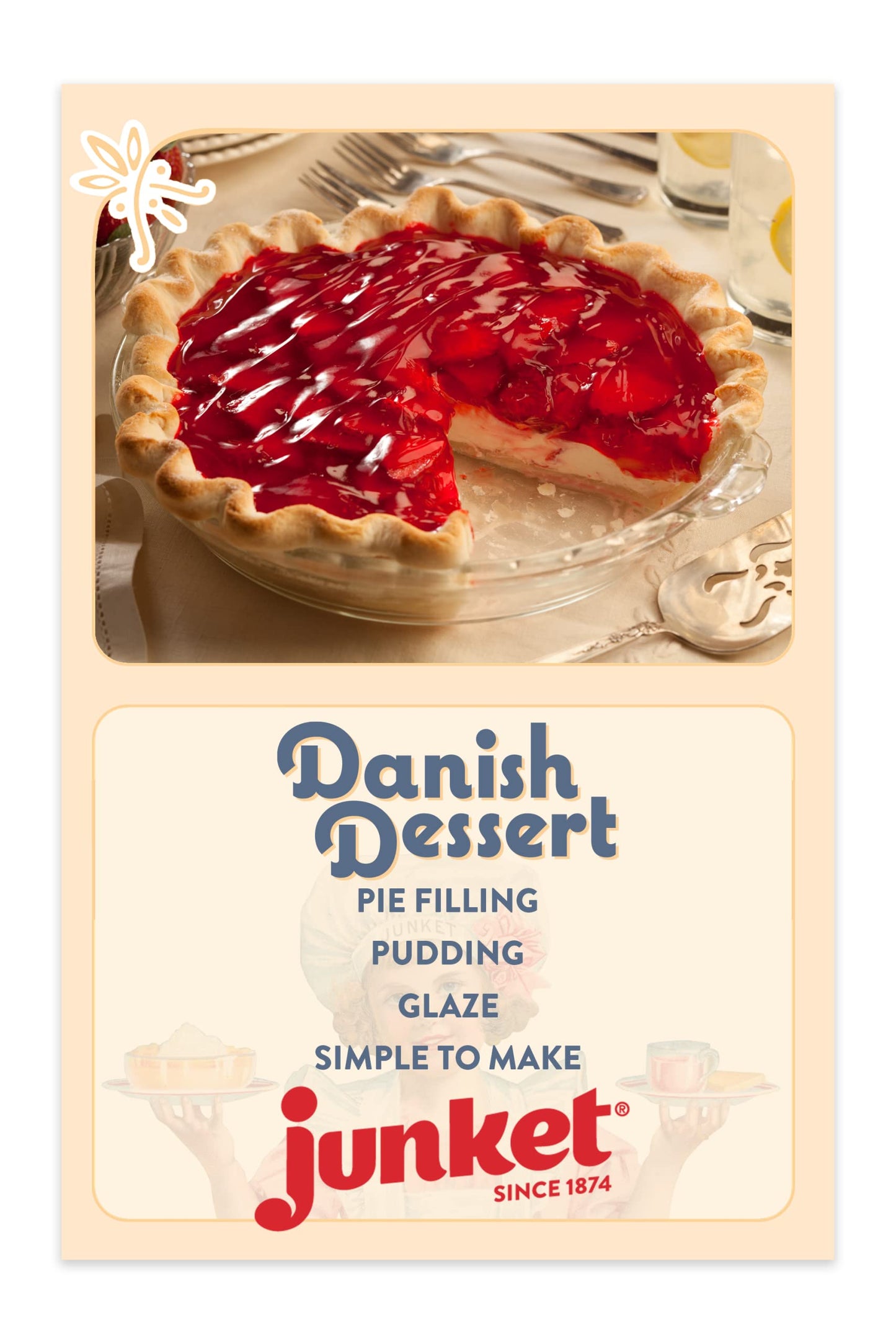 Junket Danish Dessert Strawberry Mix - for Strawberry Pie Filling, Cheesecake Topping, Sauces, Puddings, and Glazes. Easy! Add Water, Heat 60 Seconds, Add Fresh Fruit - Enjoy! 4.75 Ounce (Pack of 12)