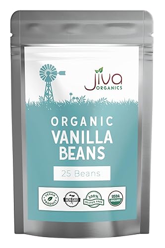 Jiva Organic Vanilla Beans 25 Count Large - Premium Grade A Ceylon Pods from Sri Lanka - Non-GMO, All-Natural, Hand-Cured for Baking, Cooking