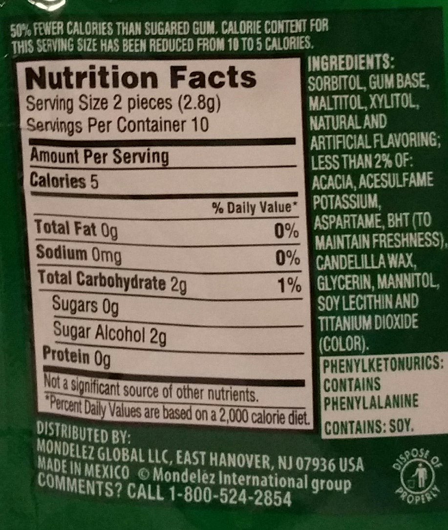 Trident Spearmint Sugar Free Gum 0.98 oz (Pack of 6)