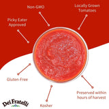 Dei Fratelli Pizza Sauce from Vine-Ripened Tomatoes (15 oz. Cans, 6 pack) - No Water, No Paste, Non-GMO, Gluten-Free