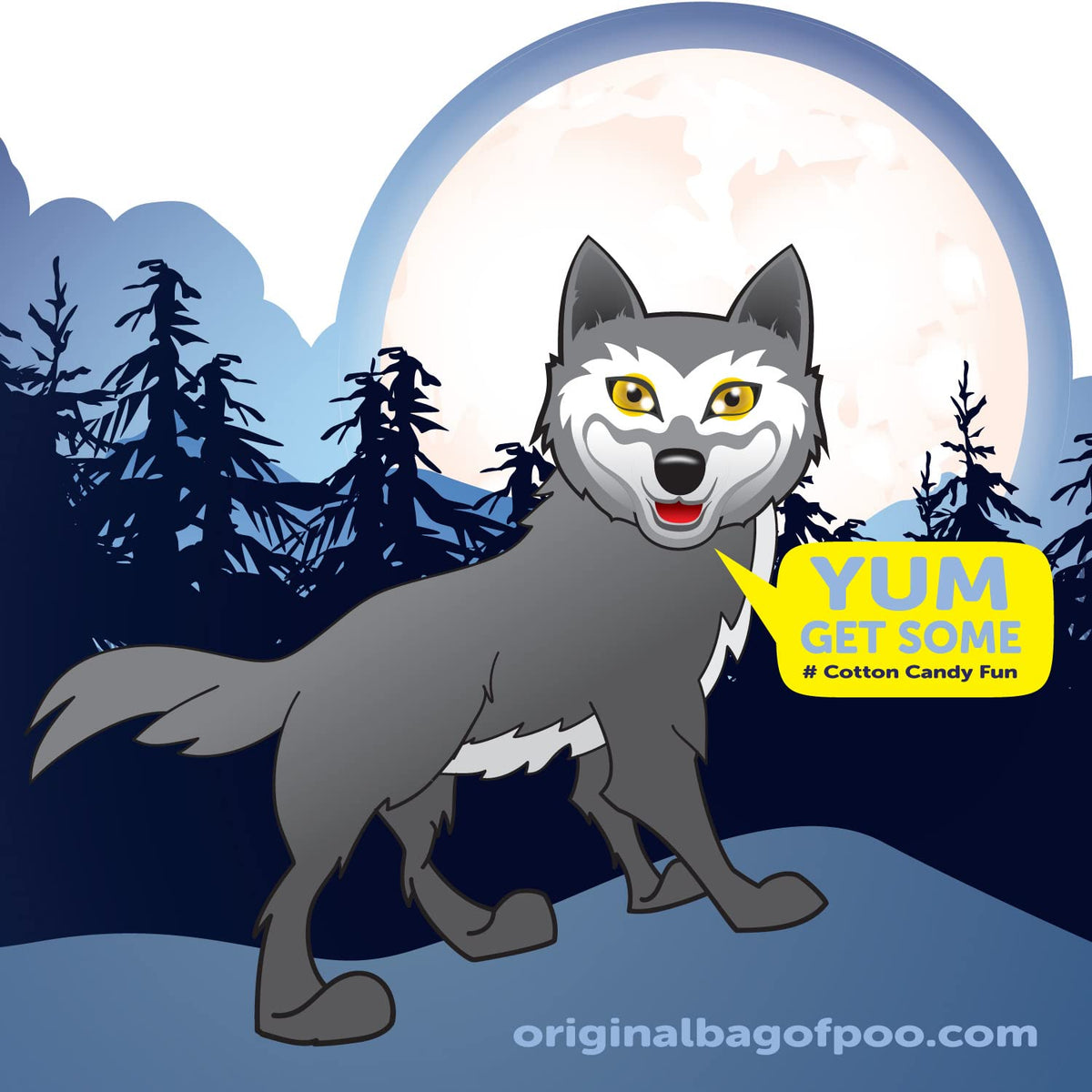 The Original Bag of Poo®, Wolf Poo (Vanilla Flavor Cotton Candy) Novelty Poop Gag Gift. Free sticker inside.